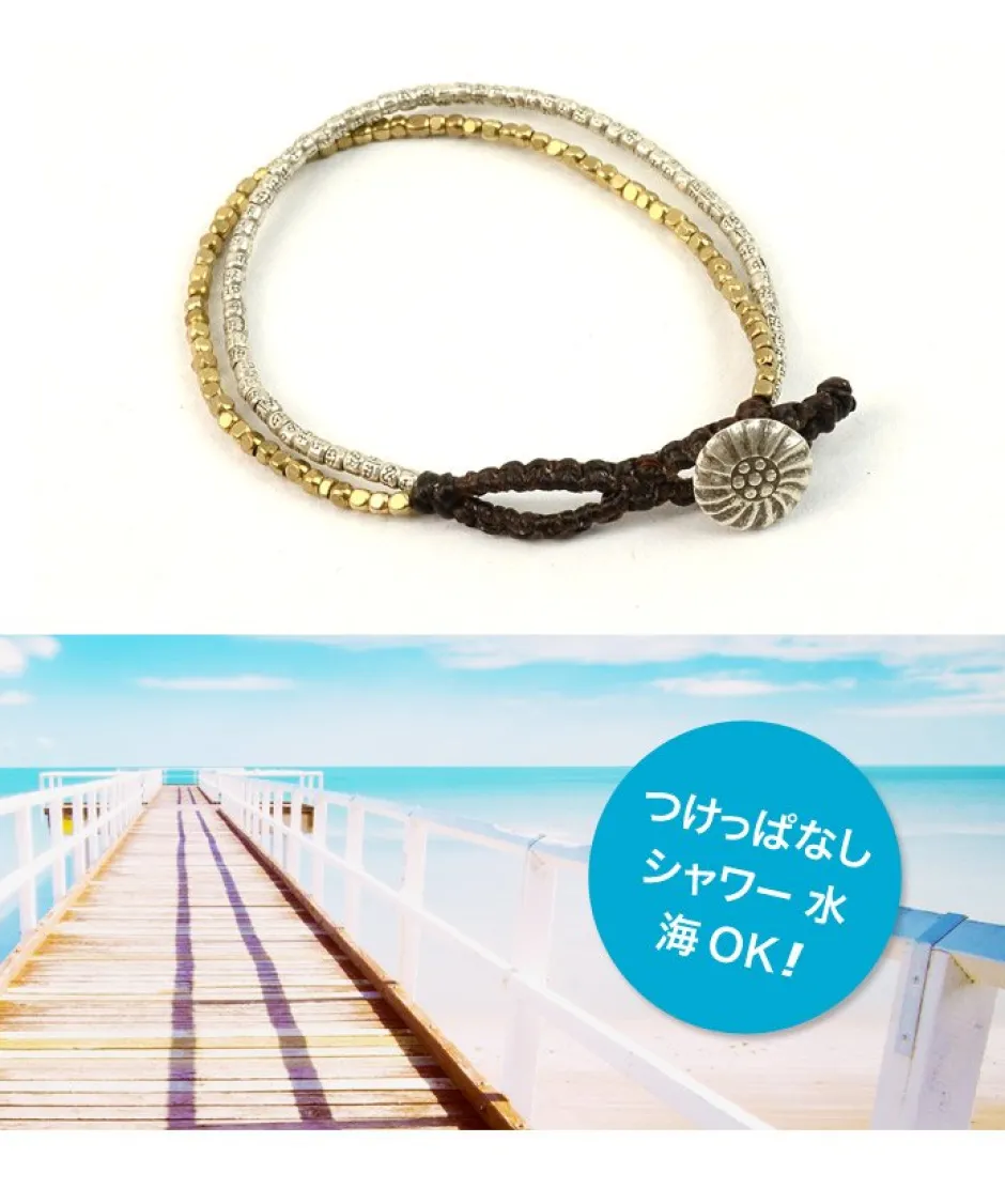 Anklets^PHADUA / Karen Silver Beads Brass Double Cord Bracelet gold