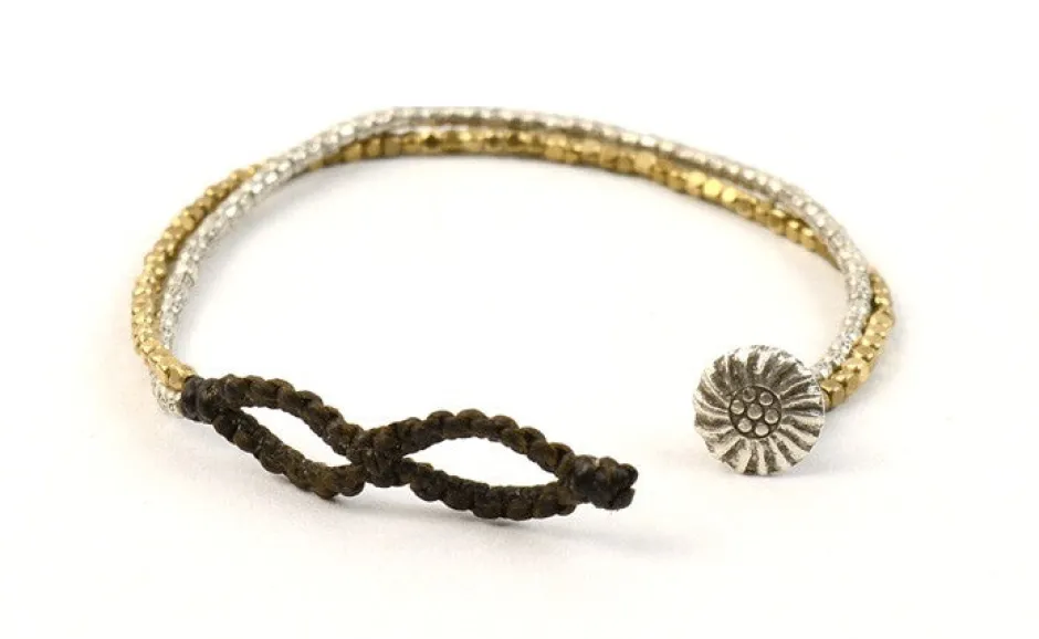 Anklets^PHADUA / Karen Silver Beads Brass Double Cord Bracelet gold