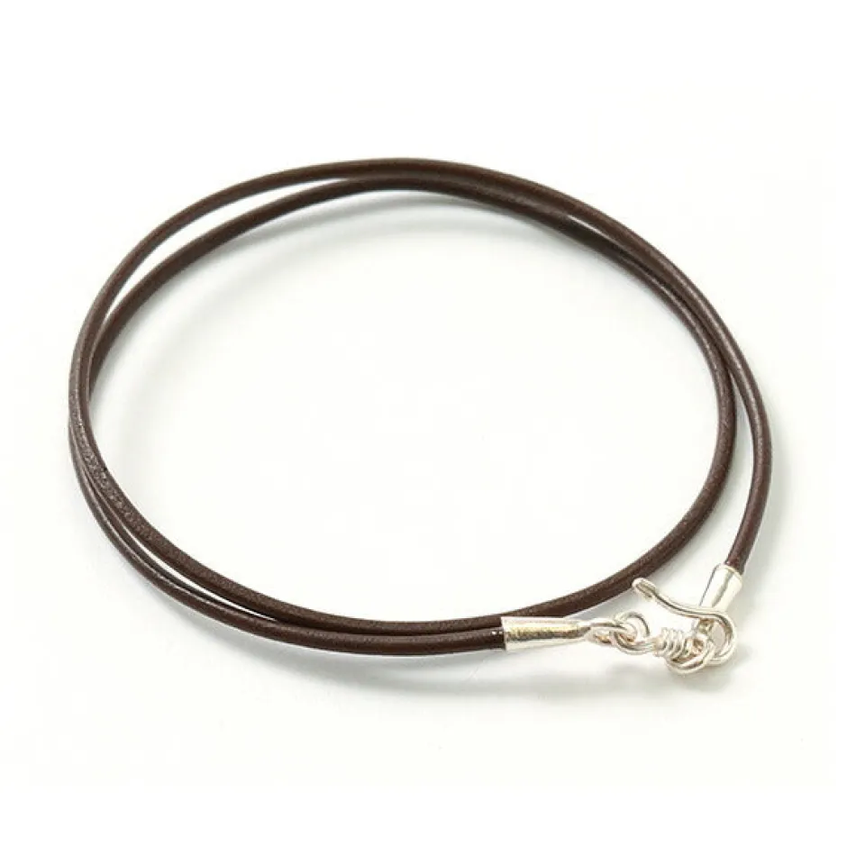 Necklaces^PHADUA / Leather choker necklace in Karen silver.