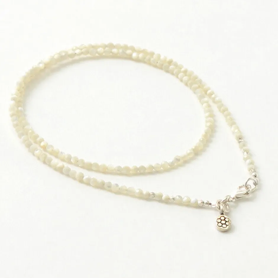 Anklets^PHADUA / Mother of Shell 2mm Cut Beads Necklace/Anklet white