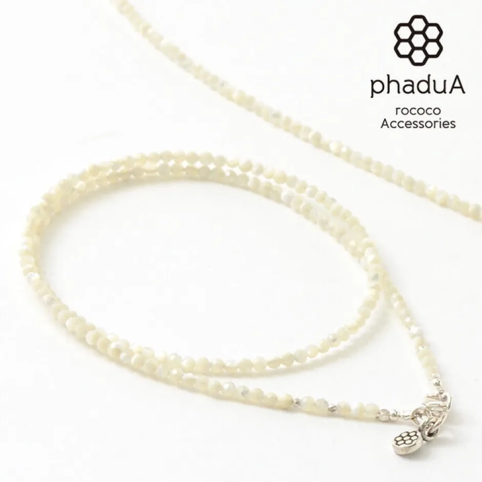 Anklets^PHADUA / Mother of Shell 2mm Cut Beads Necklace/Anklet white