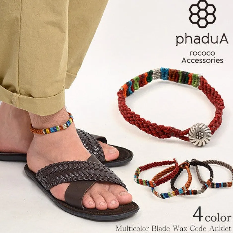 Anklets^PHADUA / Multi Colored Braid Wax Cord Anklet
