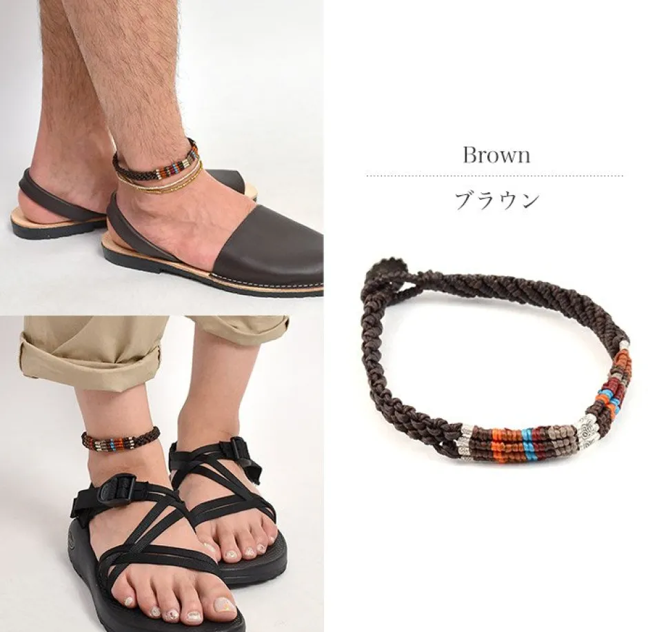 Anklets^PHADUA / Multi Colored Braid Wax Cord Anklet