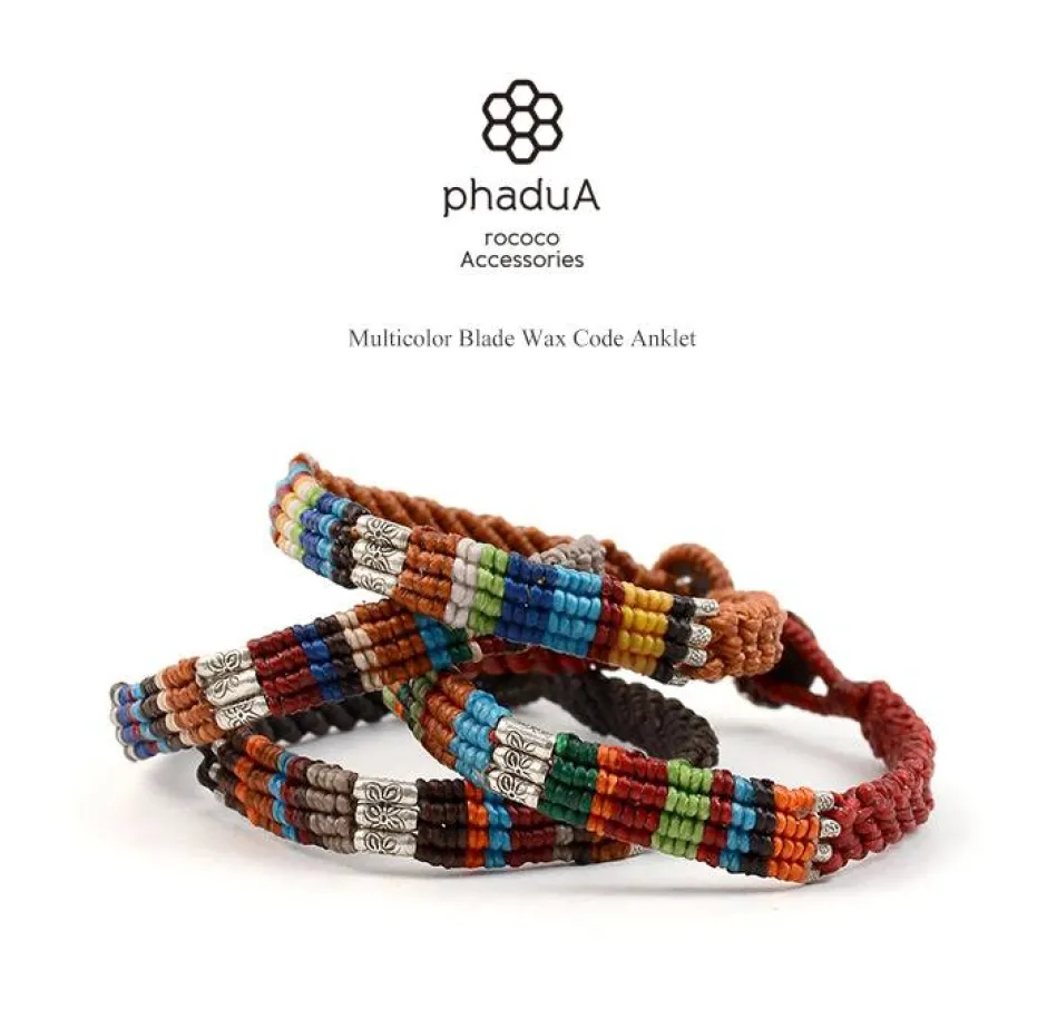 Anklets^PHADUA / Multi Colored Braid Wax Cord Anklet