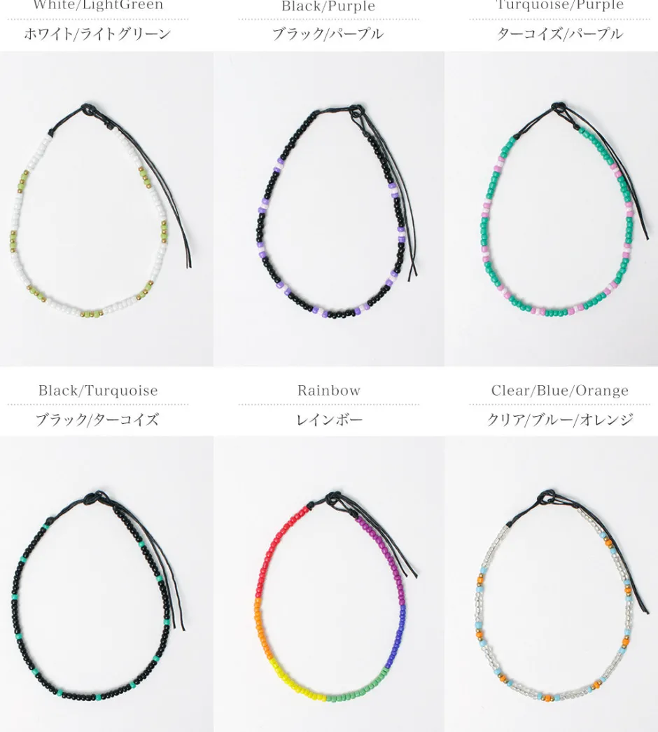 Anklets^PHADUA / Multicolor glass bead anklet
