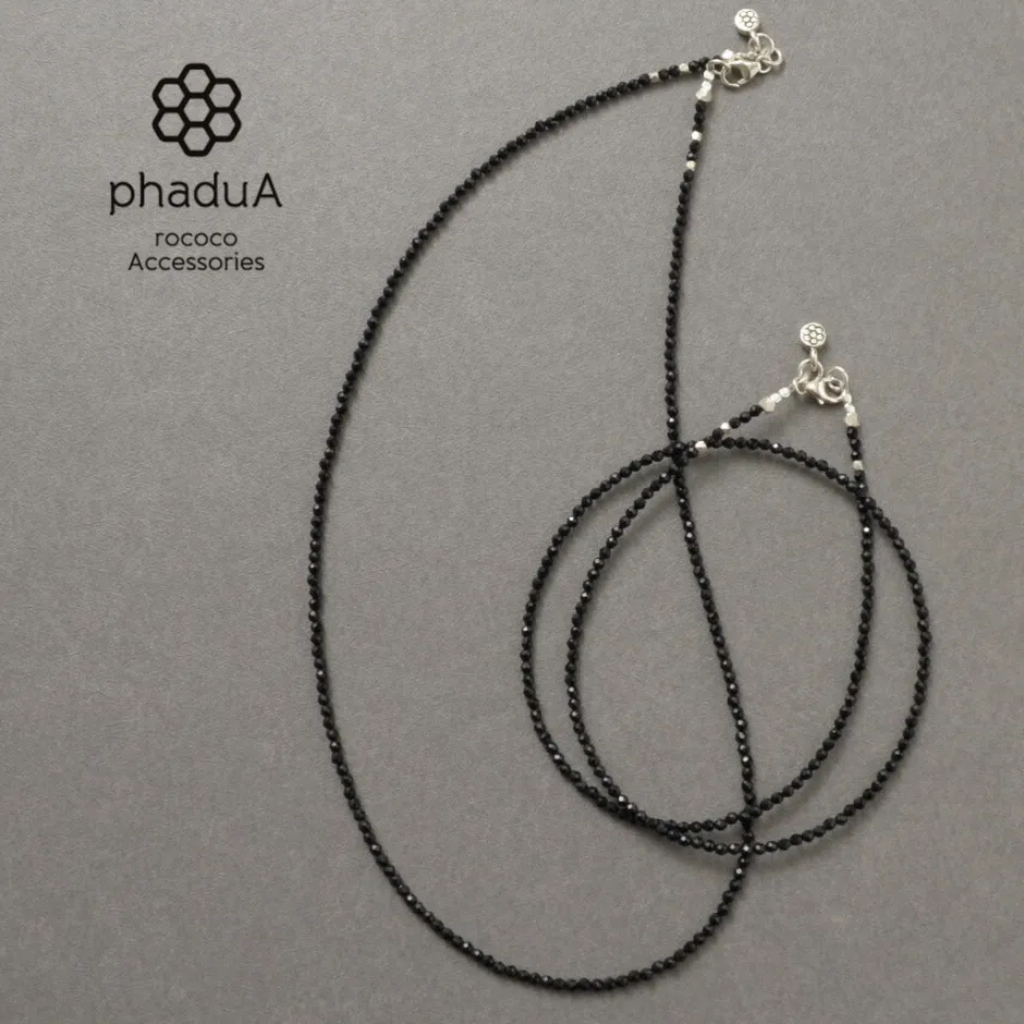Anklets^PHADUA / Onyx (2mm) cut bead necklace/anklet black
