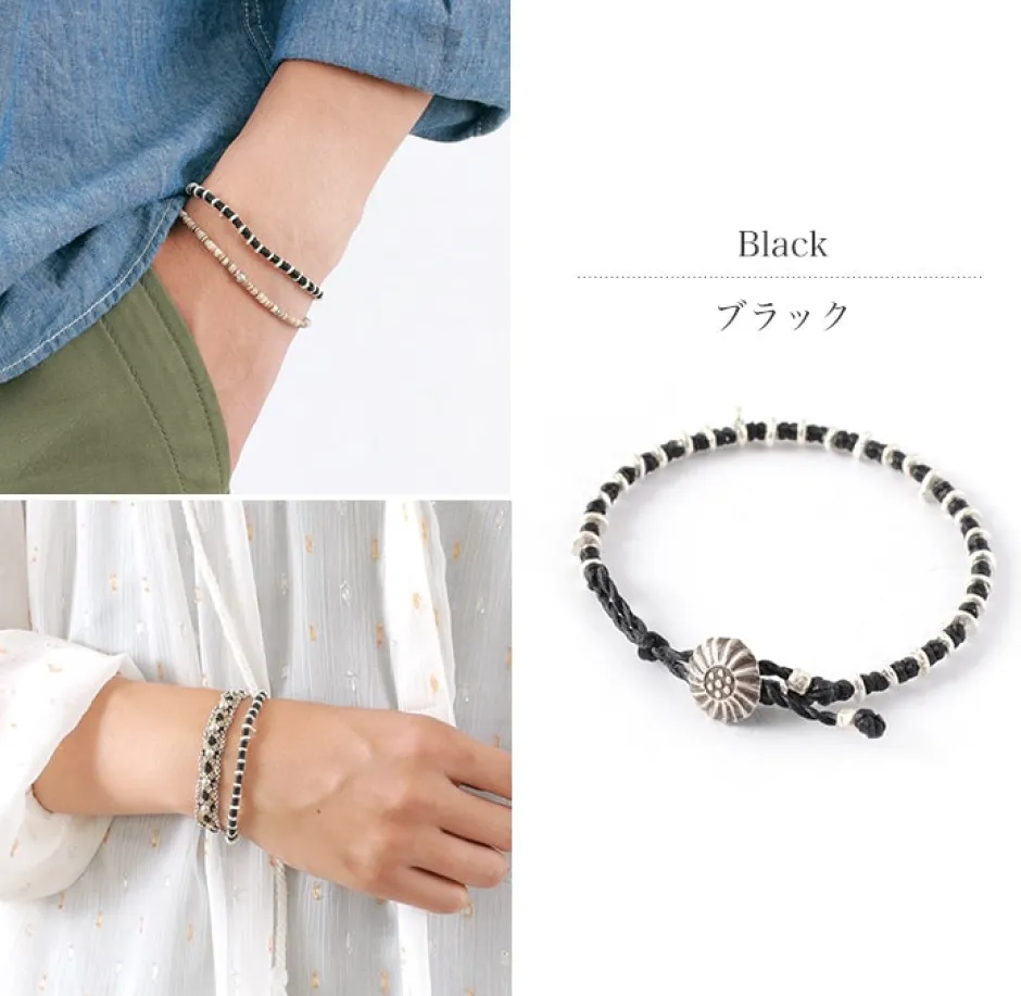 Anklets^PHADUA / Pure drop silver waxed cord bracelet