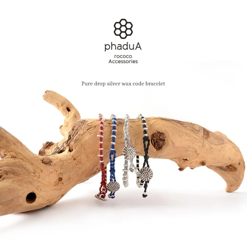Anklets^PHADUA / Pure drop silver waxed cord bracelet