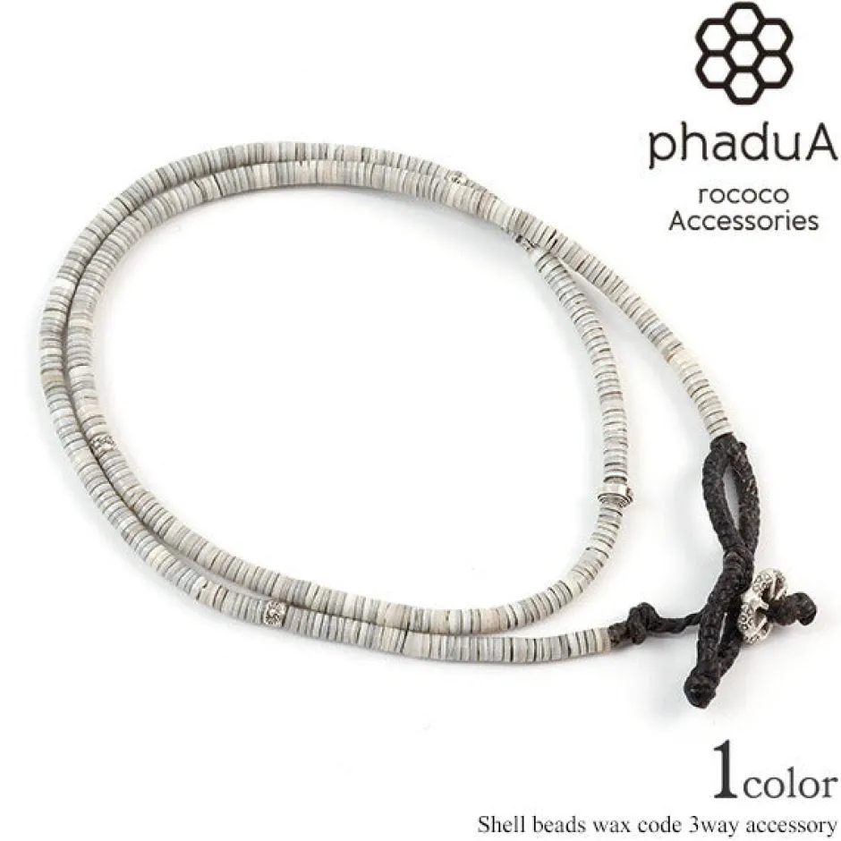 Anklets^PHADUA / Shell Beads / Wax Cord Necklace / Bracelet / Anklet natural