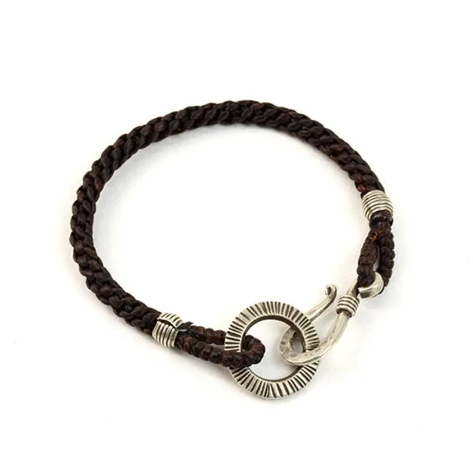 Anklets^PHADUA / Silver Handmade Ring Braid Wax Cord Bracelet