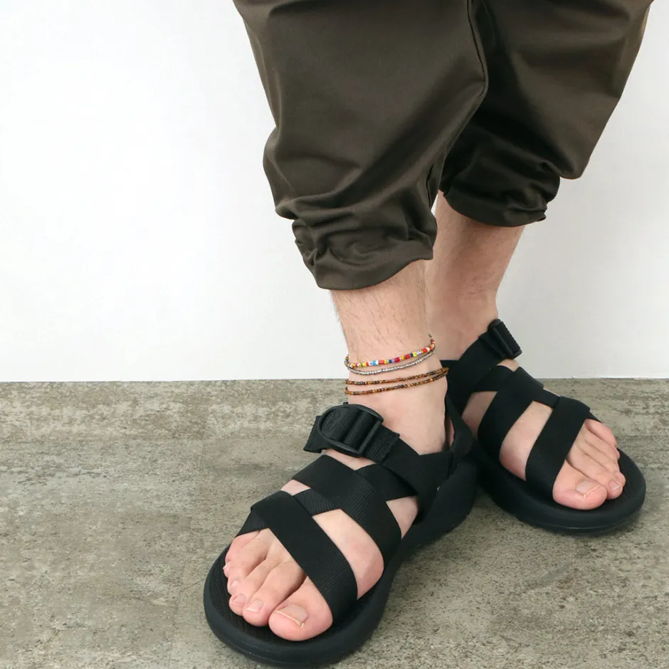 Anklets^PHADUA / 2-strand waxed cord African bead anklet black