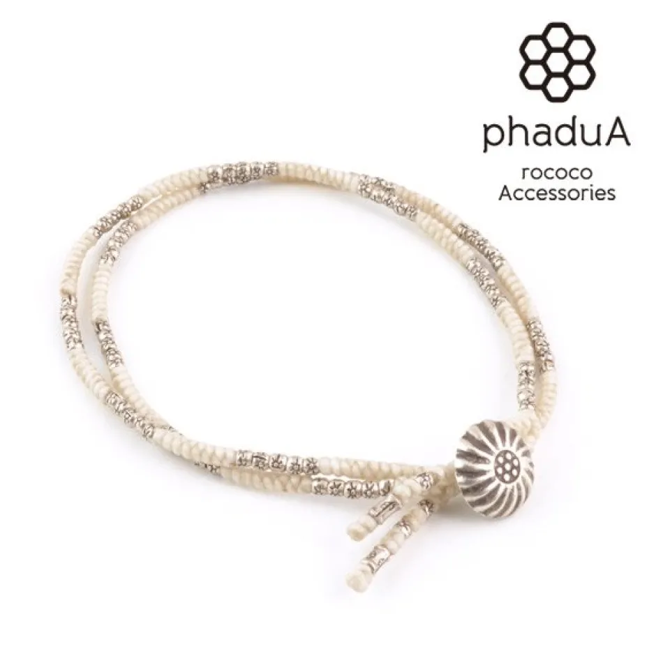 Anklets^PHADUA / Two-strand anklet with waxed cord and silver concho