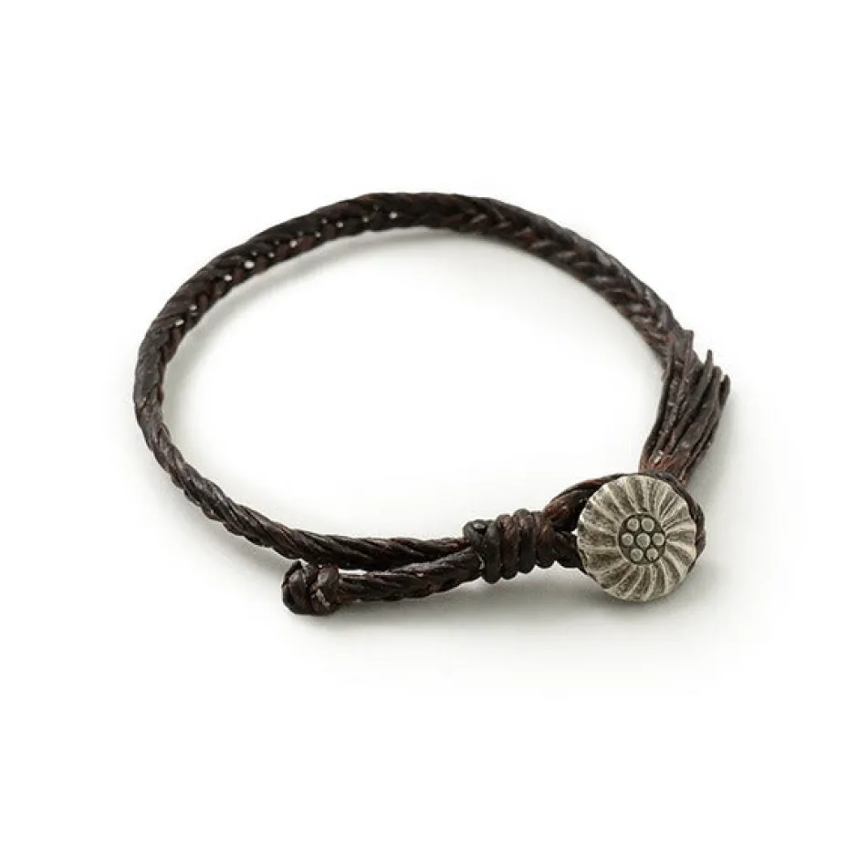 Anklets^PHADUA / Wax Cord Concho Bracelet Fishbone Braid