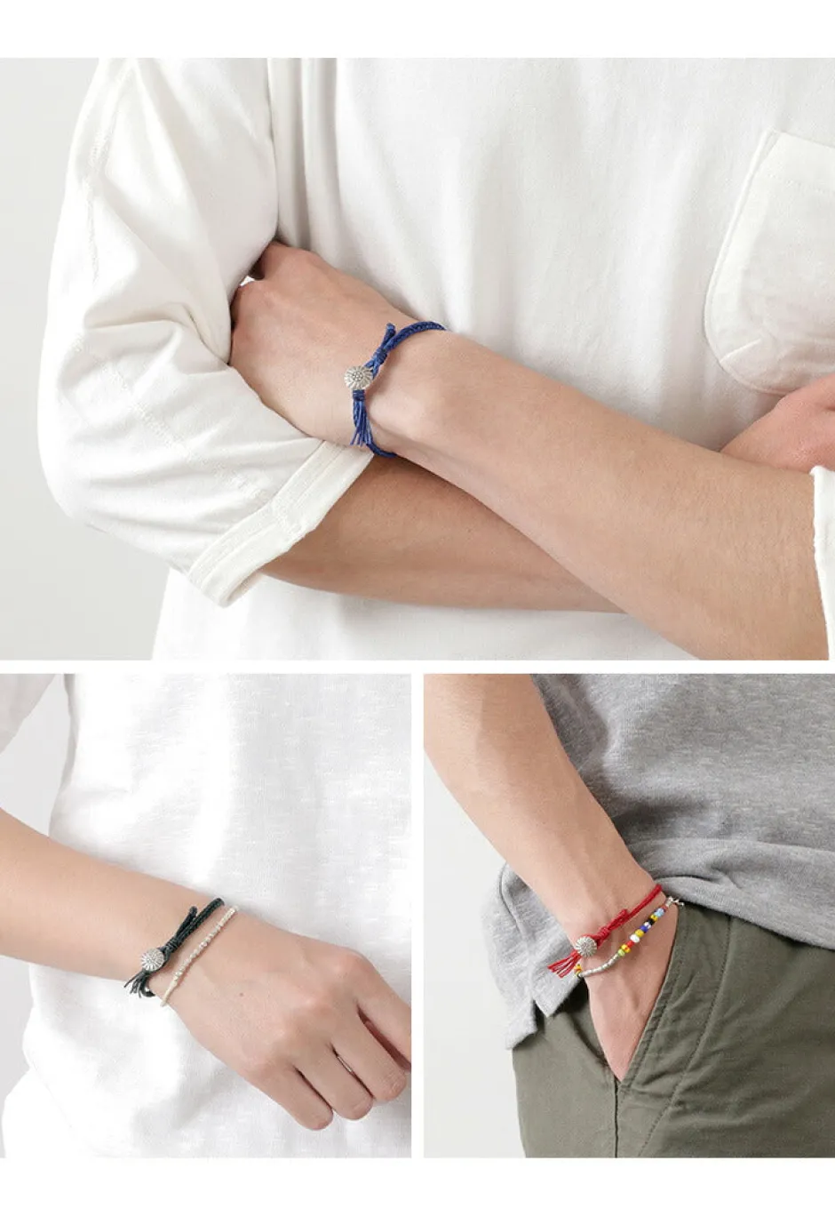 Anklets^PHADUA / Wax Cord Concho Bracelet Fishbone Braid