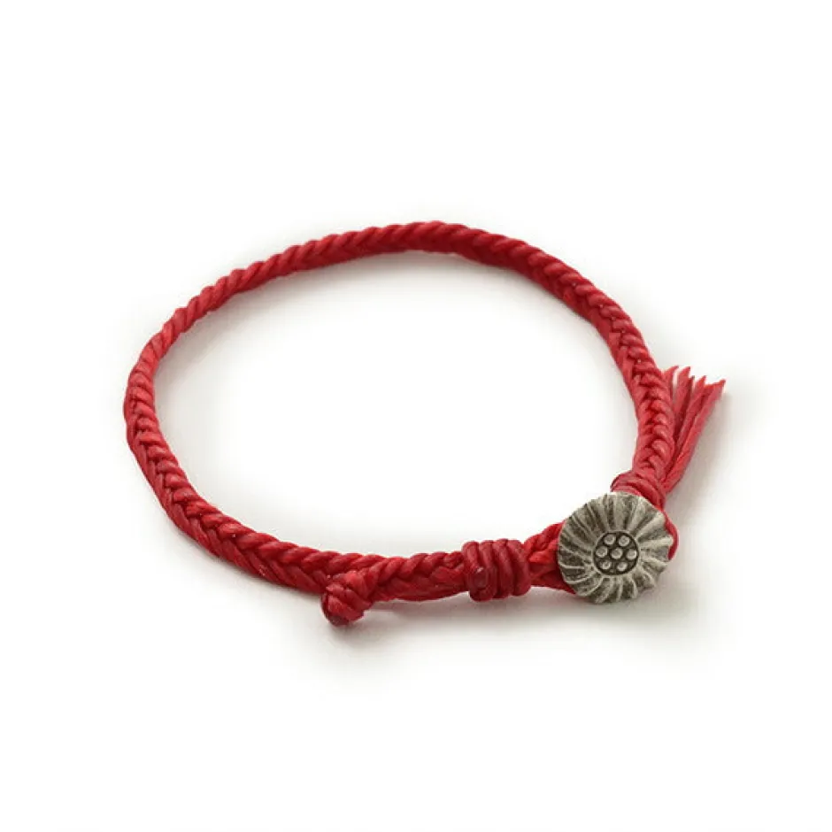 Anklets^PHADUA / Wax Cord Concho Bracelet Fishbone Braid