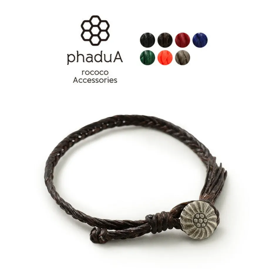 Anklets^PHADUA / Wax Cord Concho Bracelet Fishbone Braid