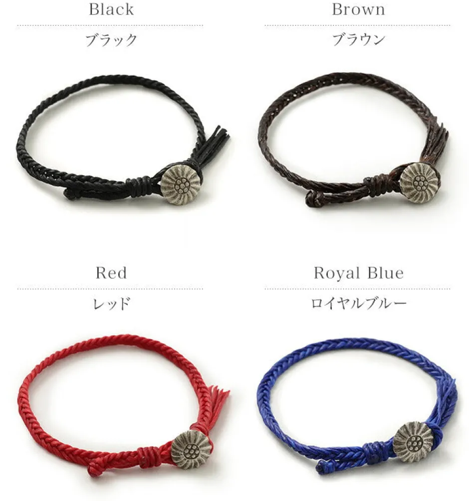 Anklets^PHADUA / Wax Cord Concho Bracelet Fishbone Braid
