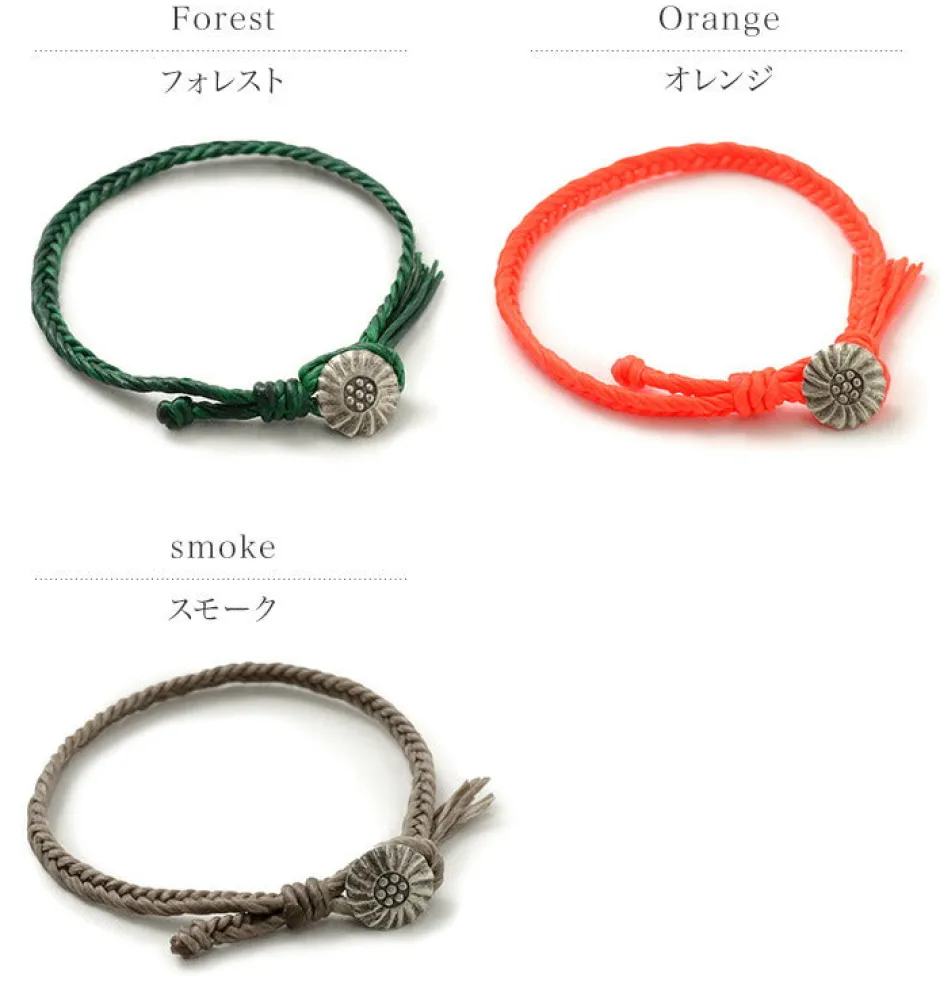 Anklets^PHADUA / Wax Cord Concho Bracelet Fishbone Braid