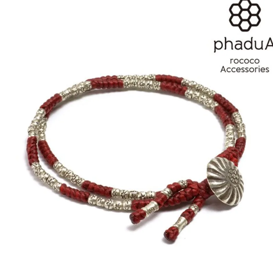 Bracelets^PHADUA / Wax Cord Silver Concho Double-Strand Bracelet