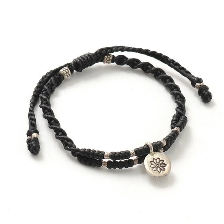 Bracelets^PHADUA / Wax Cord Silver Double-Strand Top Bracelet