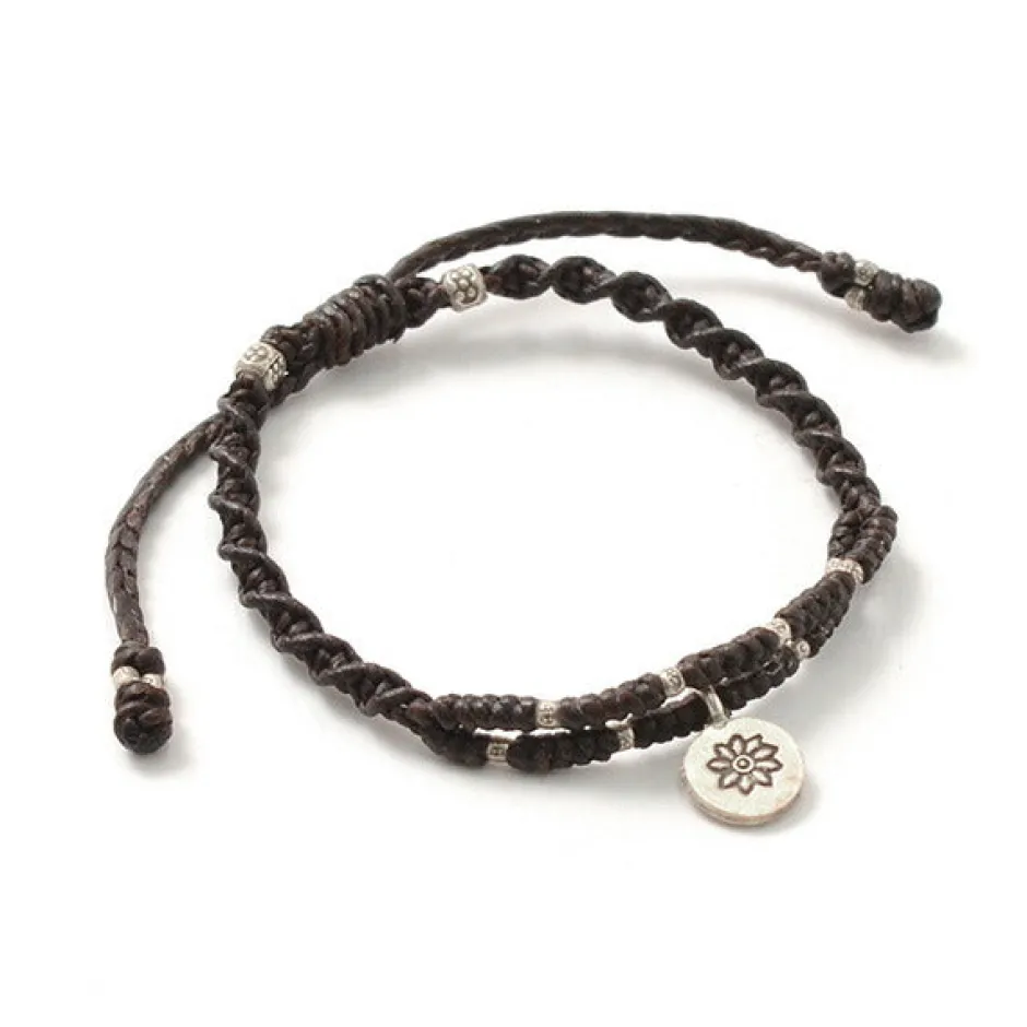 Bracelets^PHADUA / Wax Cord Silver Double-Strand Top Bracelet