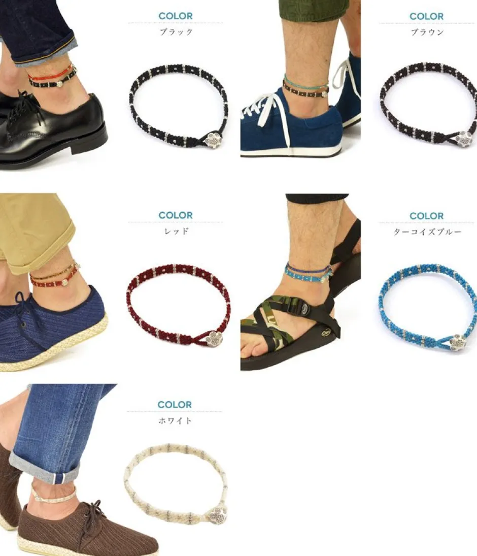 Anklets^PHADUA / Wax Cord Silver Triple Anklet