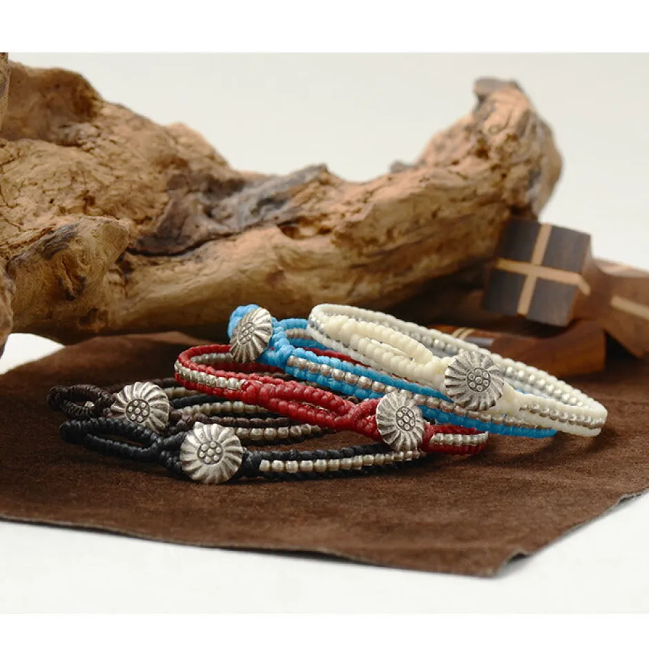 Anklets^PHADUA / Waxed cord silver single strand concho bracelet