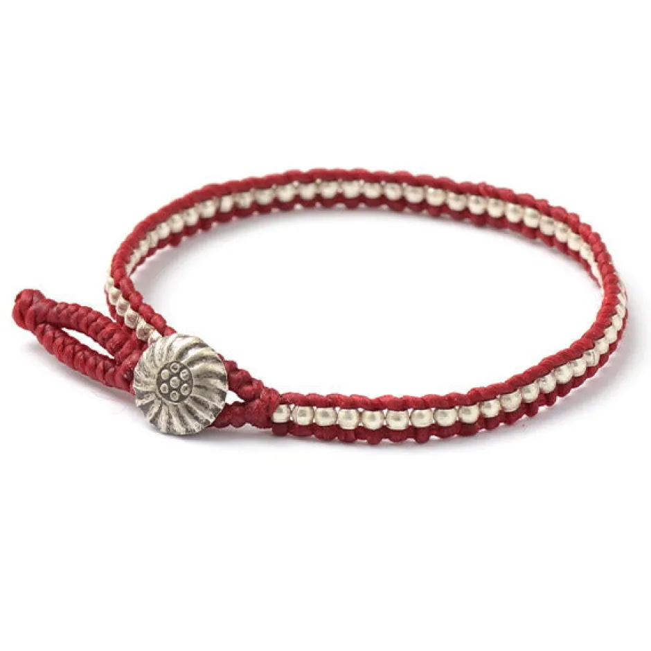 Anklets^PHADUA / Waxed cord silver single strand concho bracelet