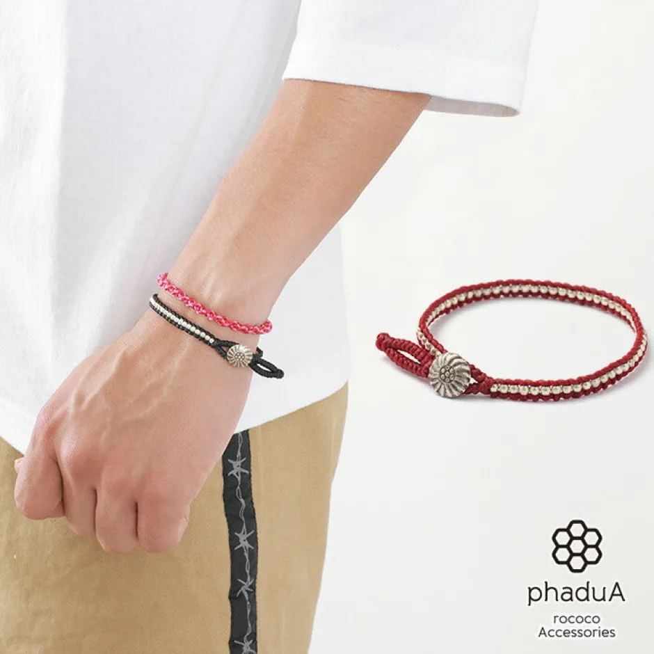 Anklets^PHADUA / Waxed cord silver single strand concho bracelet