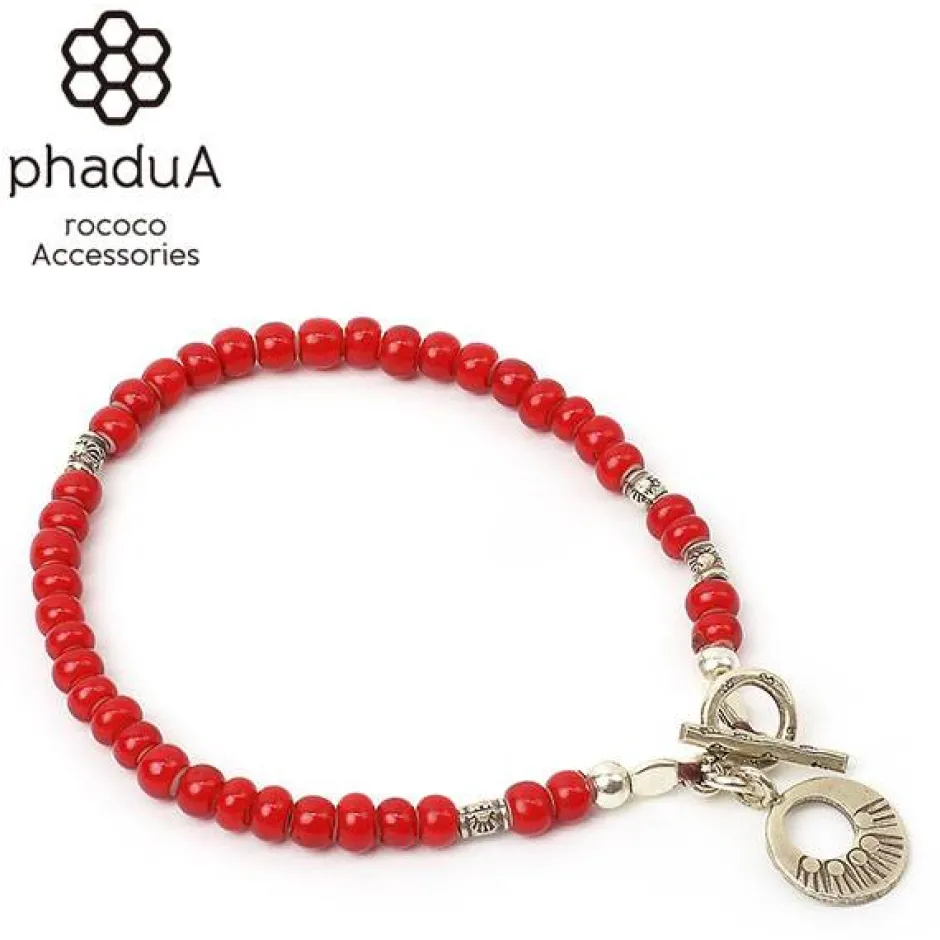 Anklets^PHADUA / White Heart Bead Bracelet red