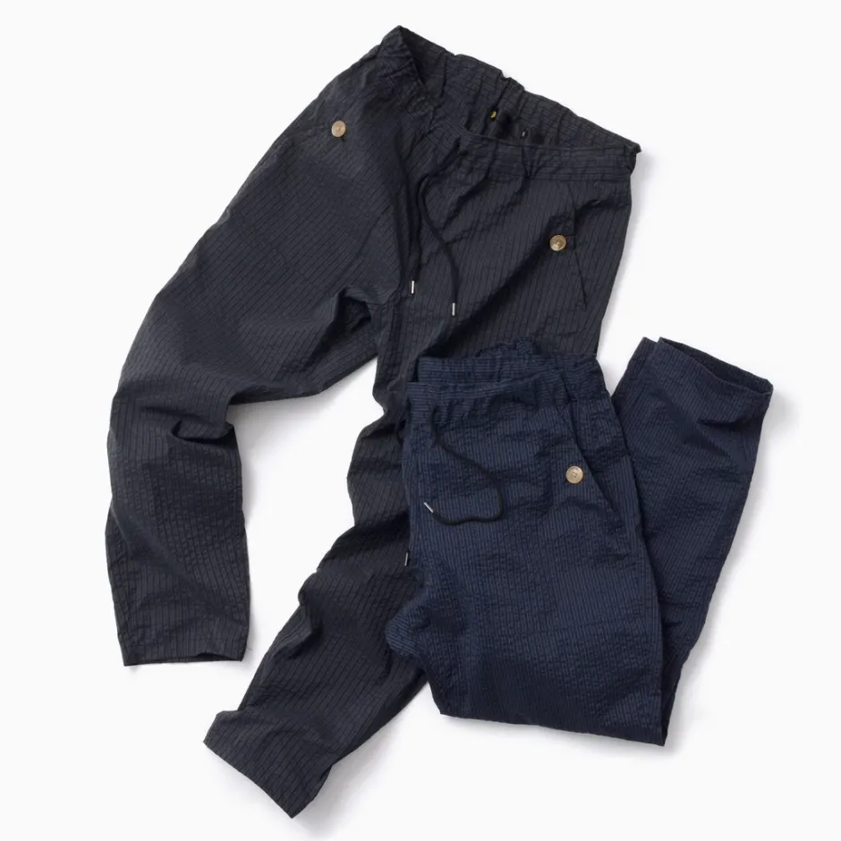 Trousers^RE MADE IN TOKYO JAPAN / Coded COOLMAX seersucker ankle trousers