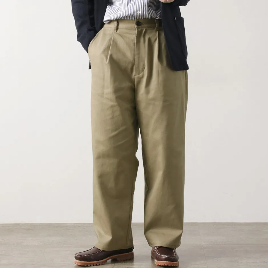 Work Pants & Chinos^RE MADE IN TOKYO JAPAN / Cotton hard twill tuck wide pants