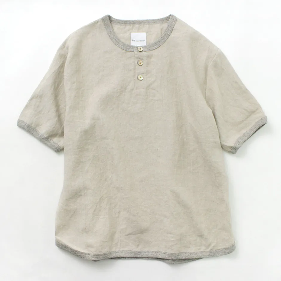 T-Shirts^RE MADE IN TOKYO JAPAN / French Linen Henley Neck T-Shirt