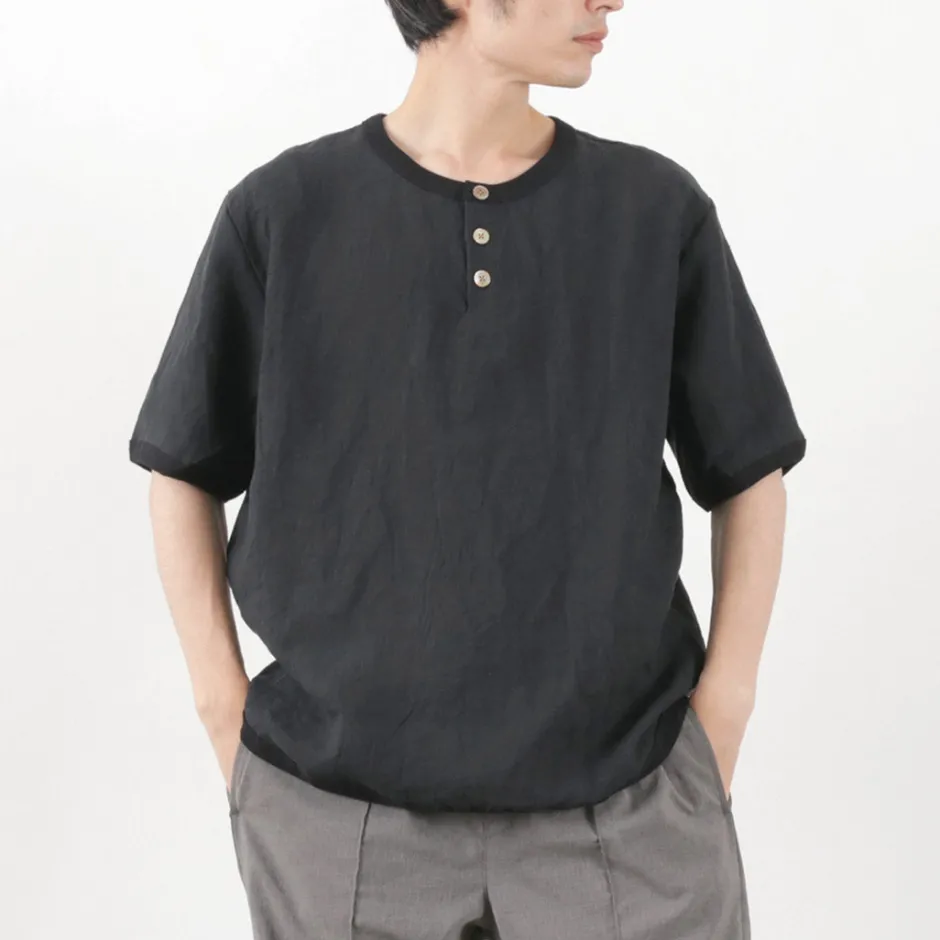 T-Shirts^RE MADE IN TOKYO JAPAN / French Linen Henley Neck T-Shirt