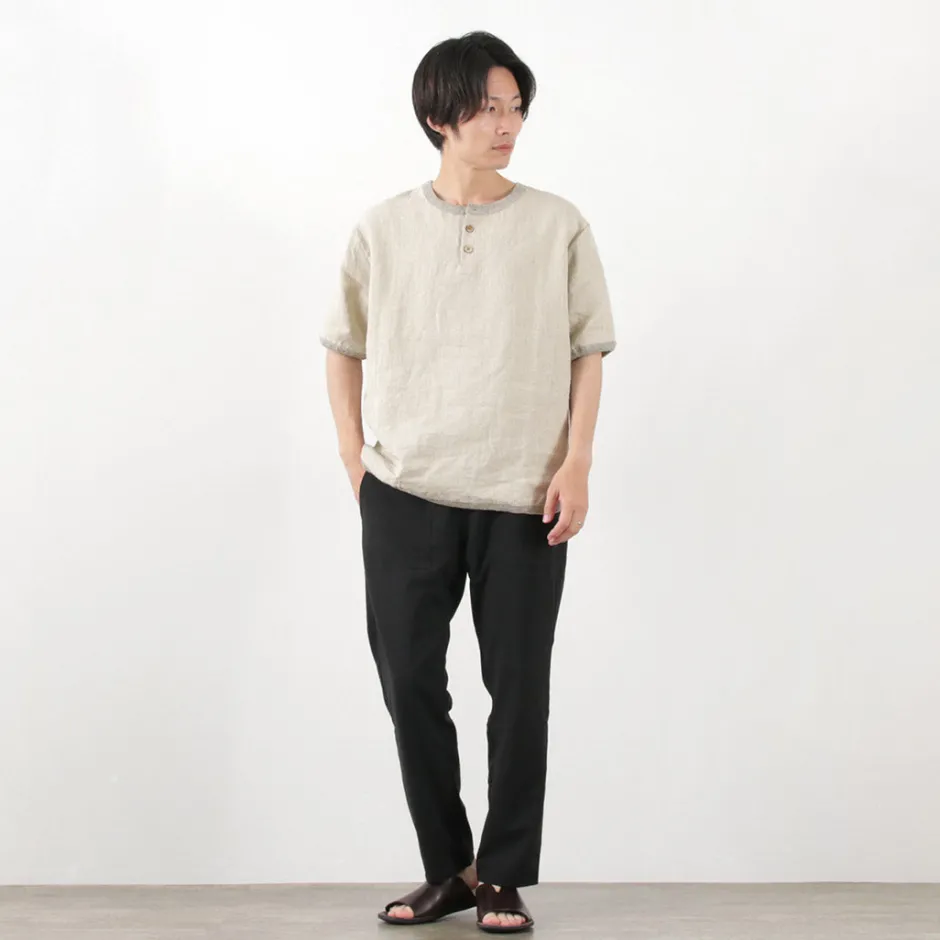 T-Shirts^RE MADE IN TOKYO JAPAN / French Linen Henley Neck T-Shirt