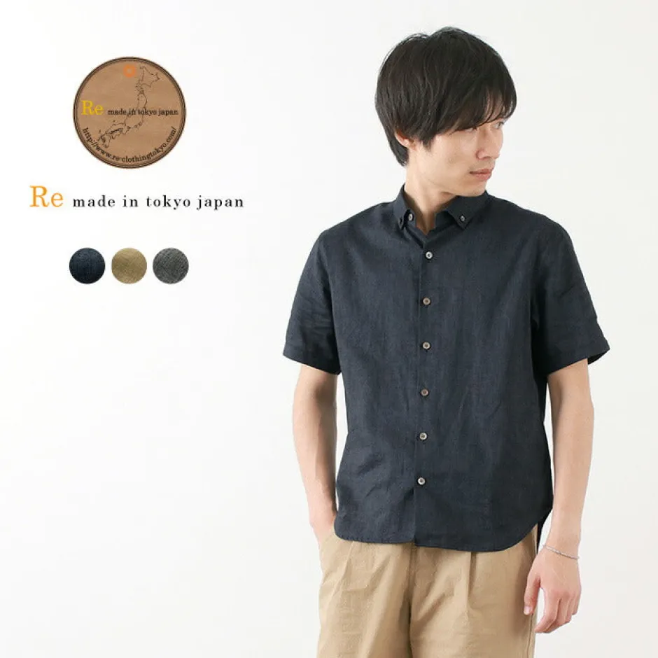 Shirts^RE MADE IN TOKYO JAPAN / Linen Canvas Button Down Shirt / Short Sleeve