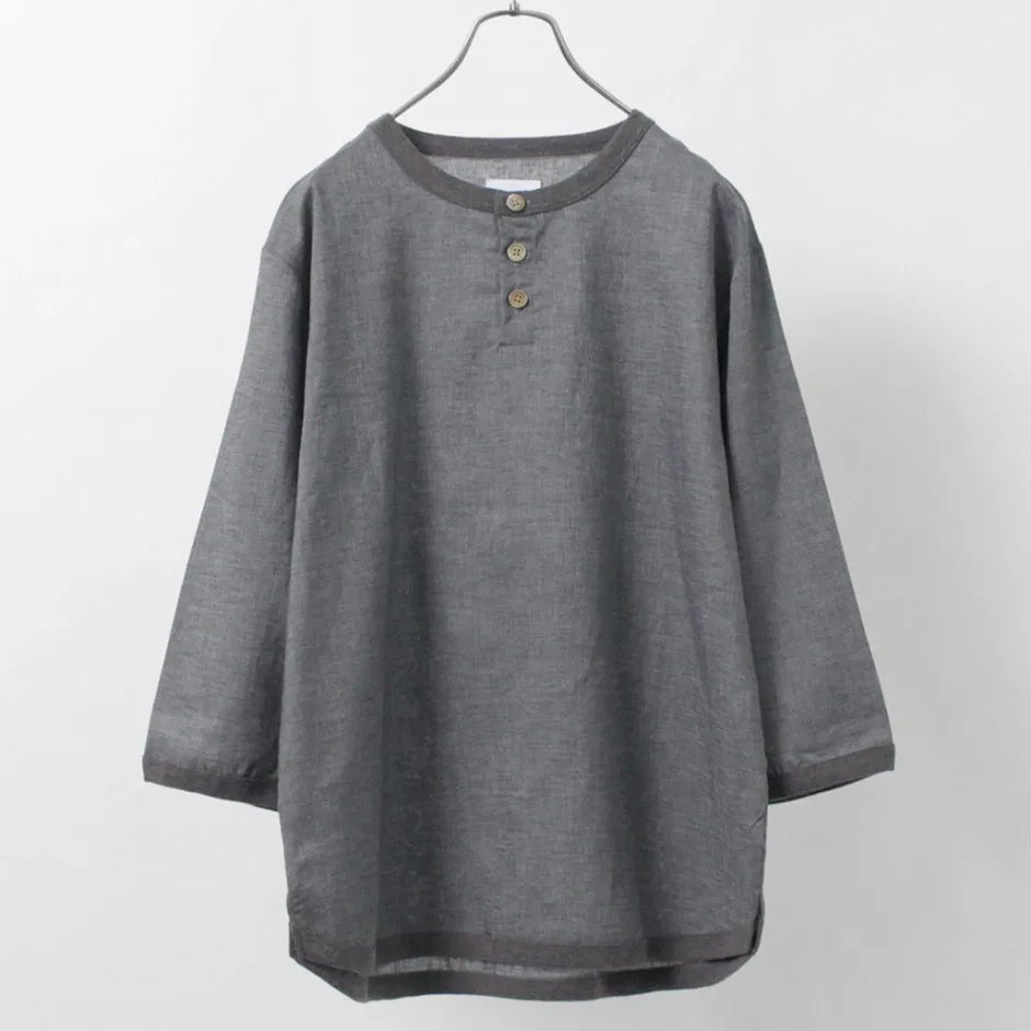 T-Shirts^RE MADE IN TOKYO JAPAN / Linen Canvas Henry Neck T-Shirt
