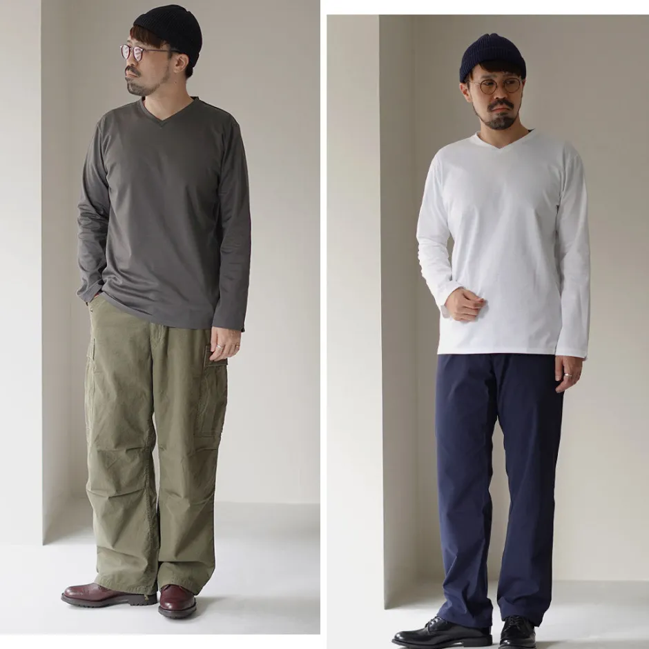 T-Shirts^RE MADE IN TOKYO JAPAN / Tokyo Made V-Neck Long Sleeve Dress T-Shirt 5721A-CT