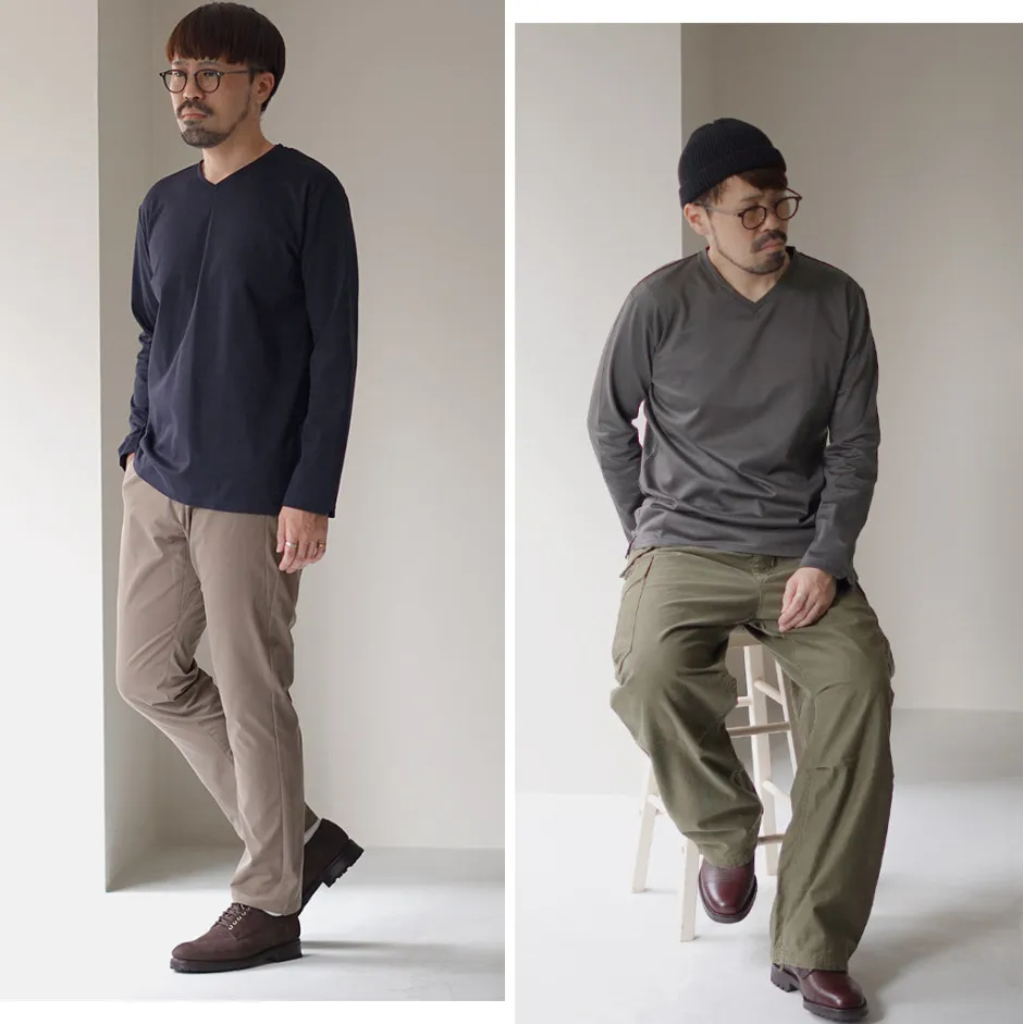 T-Shirts^RE MADE IN TOKYO JAPAN / Tokyo Made V-Neck Long Sleeve Dress T-Shirt 5721A-CT