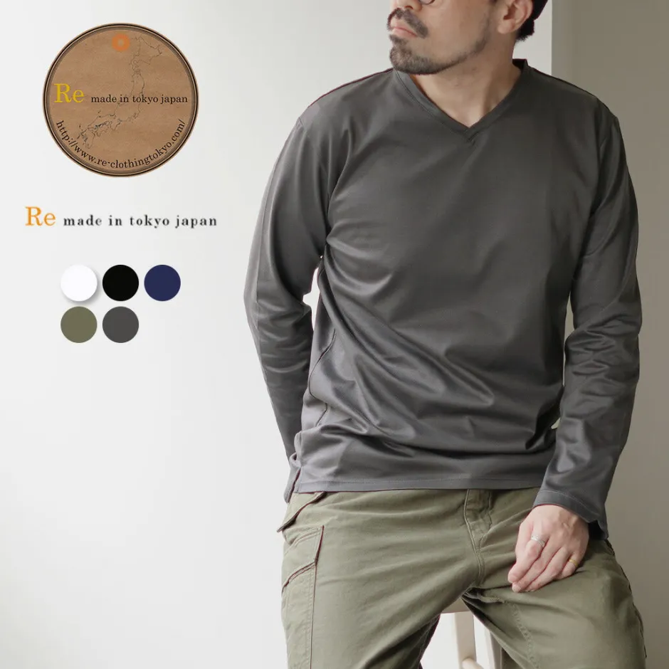T-Shirts^RE MADE IN TOKYO JAPAN / Tokyo Made V-Neck Long Sleeve Dress T-Shirt 5721A-CT