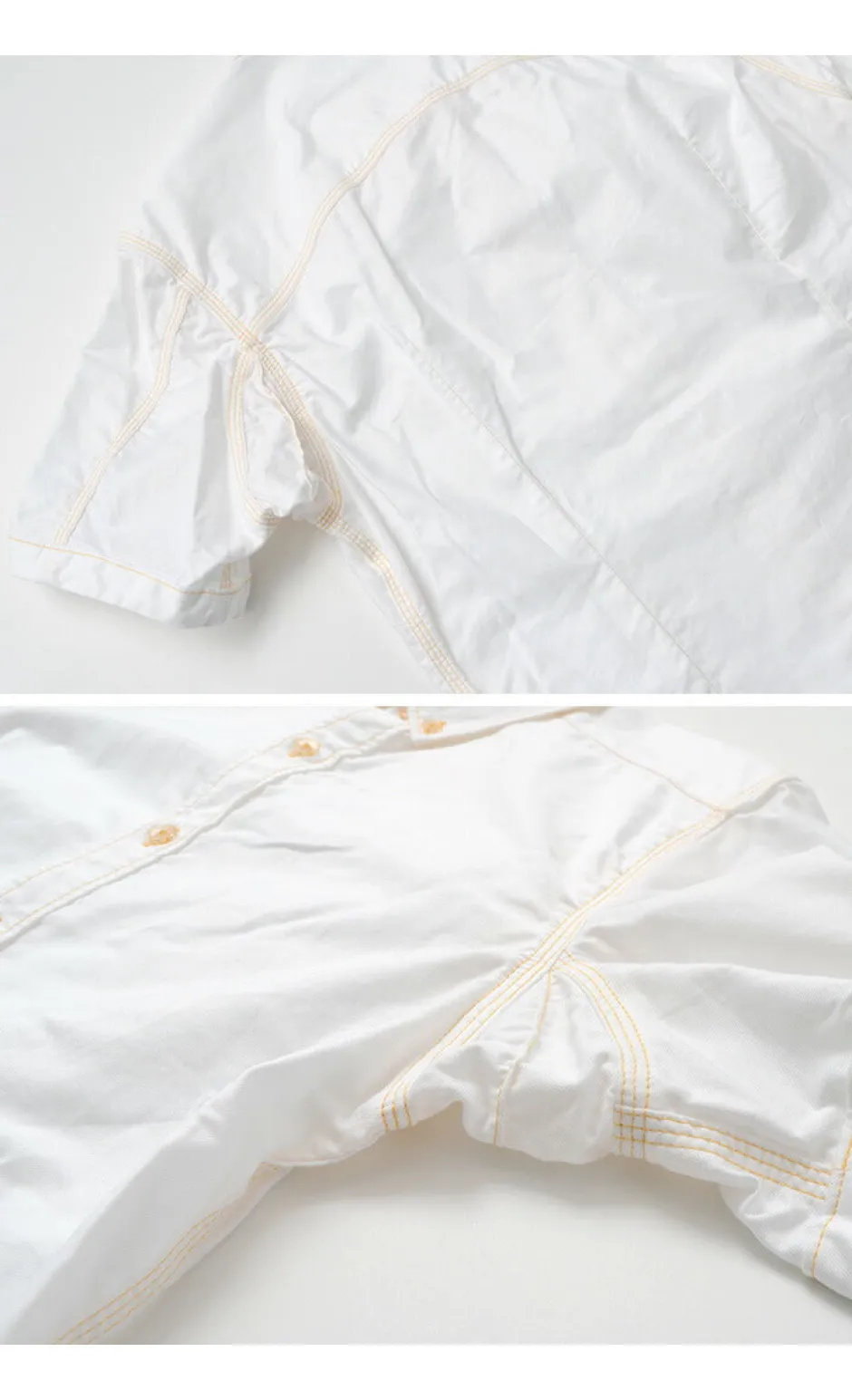 Shirts^RE MADE IN TOKYO JAPAN / Yellow Stitched Short Sleeve Button Down Shirt