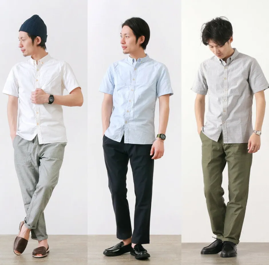Shirts^RE MADE IN TOKYO JAPAN / Yellow Stitched Short Sleeve Button Down Shirt