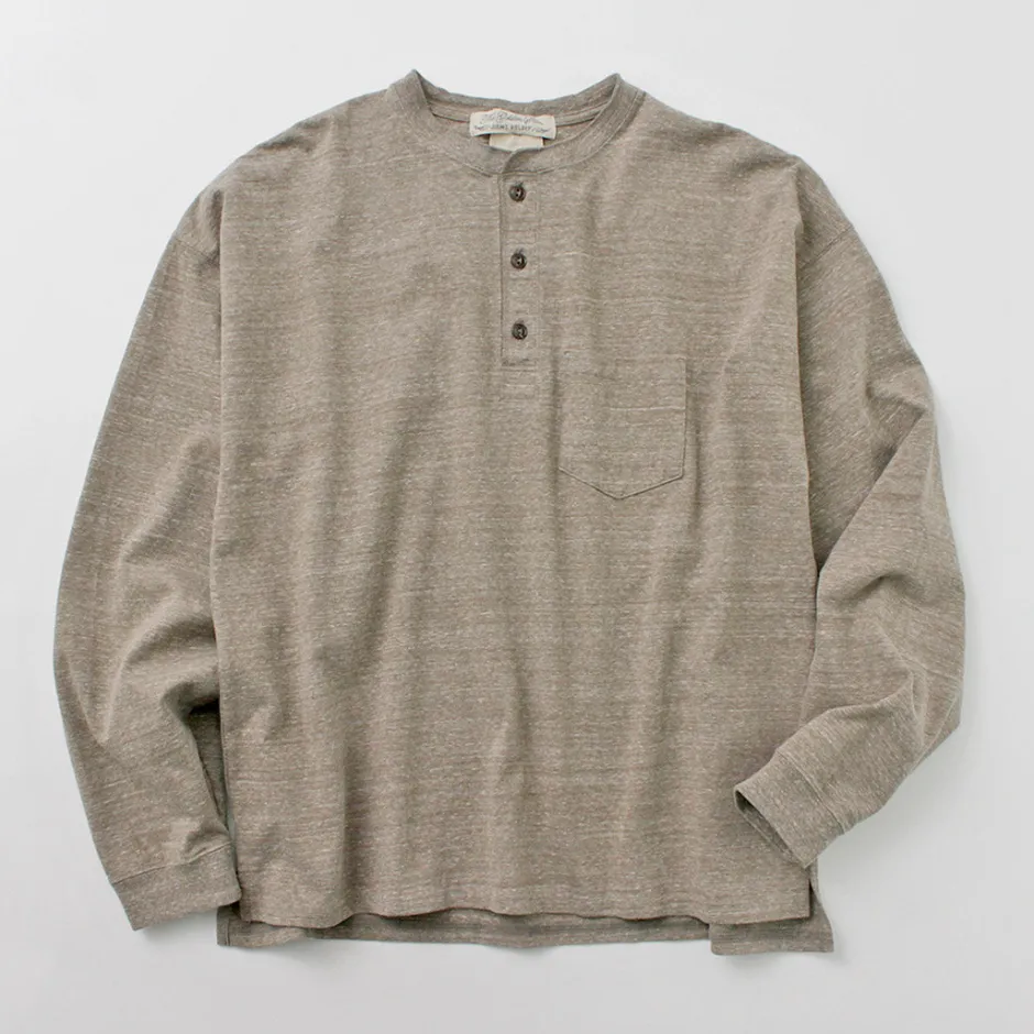 T-Shirts^REMI RELIEF / Melange Jersey Long Sleeve Henley Neck Pocket T-Shirt