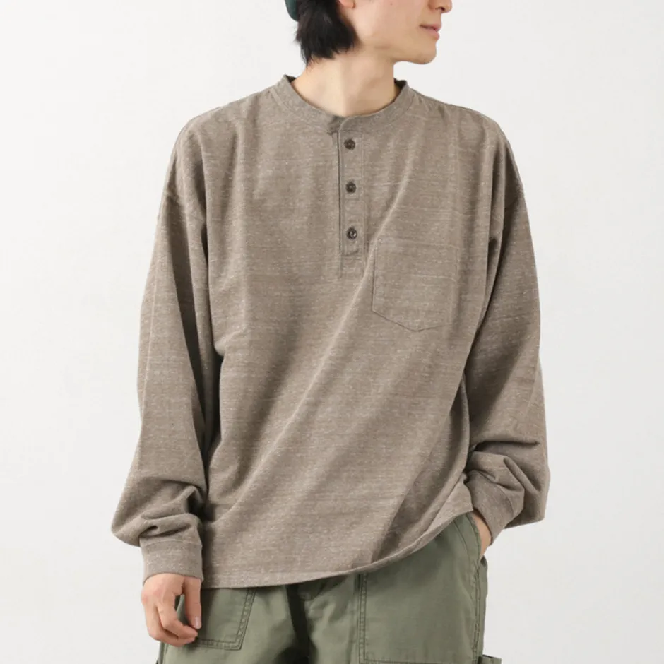 T-Shirts^REMI RELIEF / Melange Jersey Long Sleeve Henley Neck Pocket T-Shirt