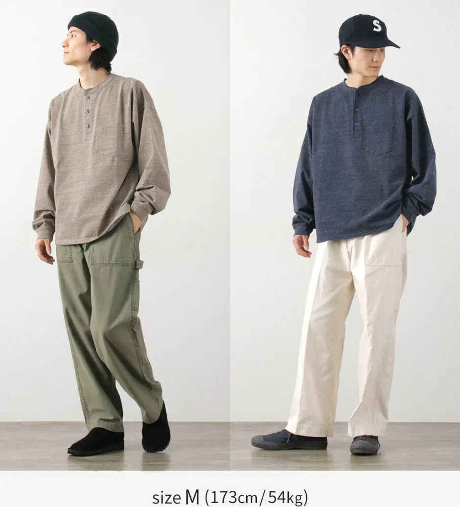 T-Shirts^REMI RELIEF / Melange Jersey Long Sleeve Henley Neck Pocket T-Shirt