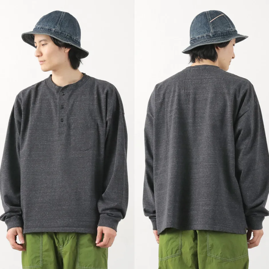 T-Shirts^REMI RELIEF / Melange Jersey Long Sleeve Henley Neck Pocket T-Shirt