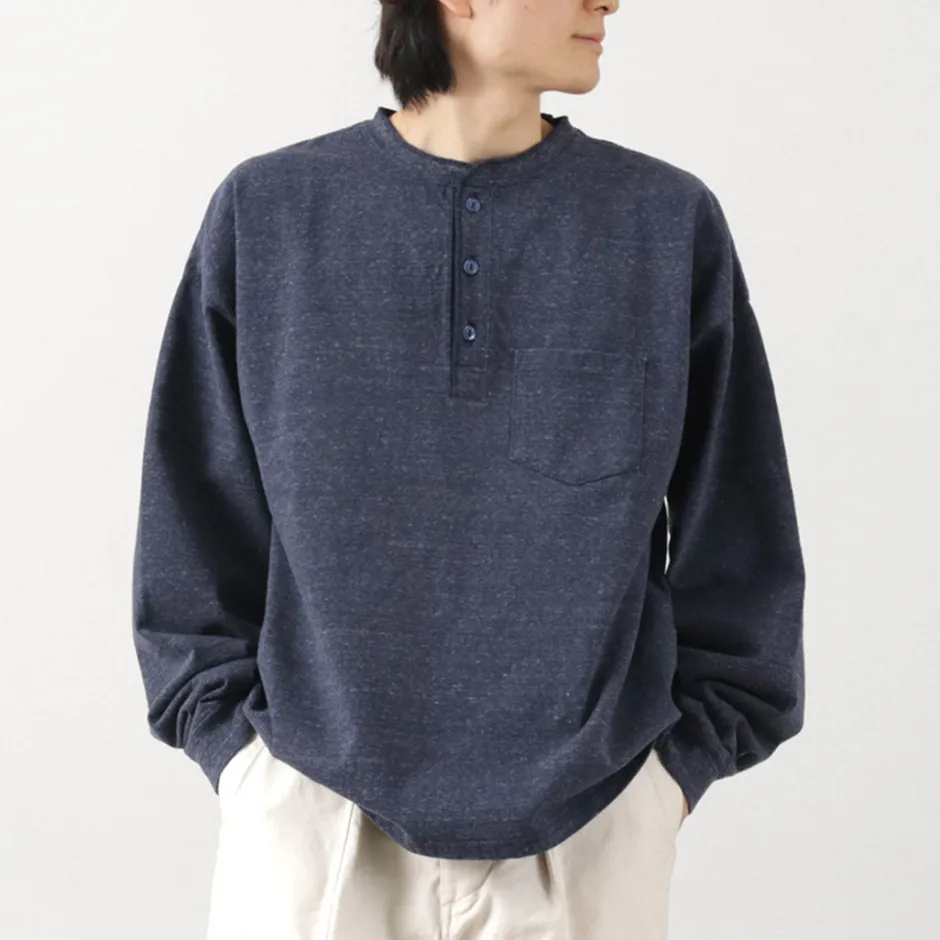T-Shirts^REMI RELIEF / Melange Jersey Long Sleeve Henley Neck Pocket T-Shirt
