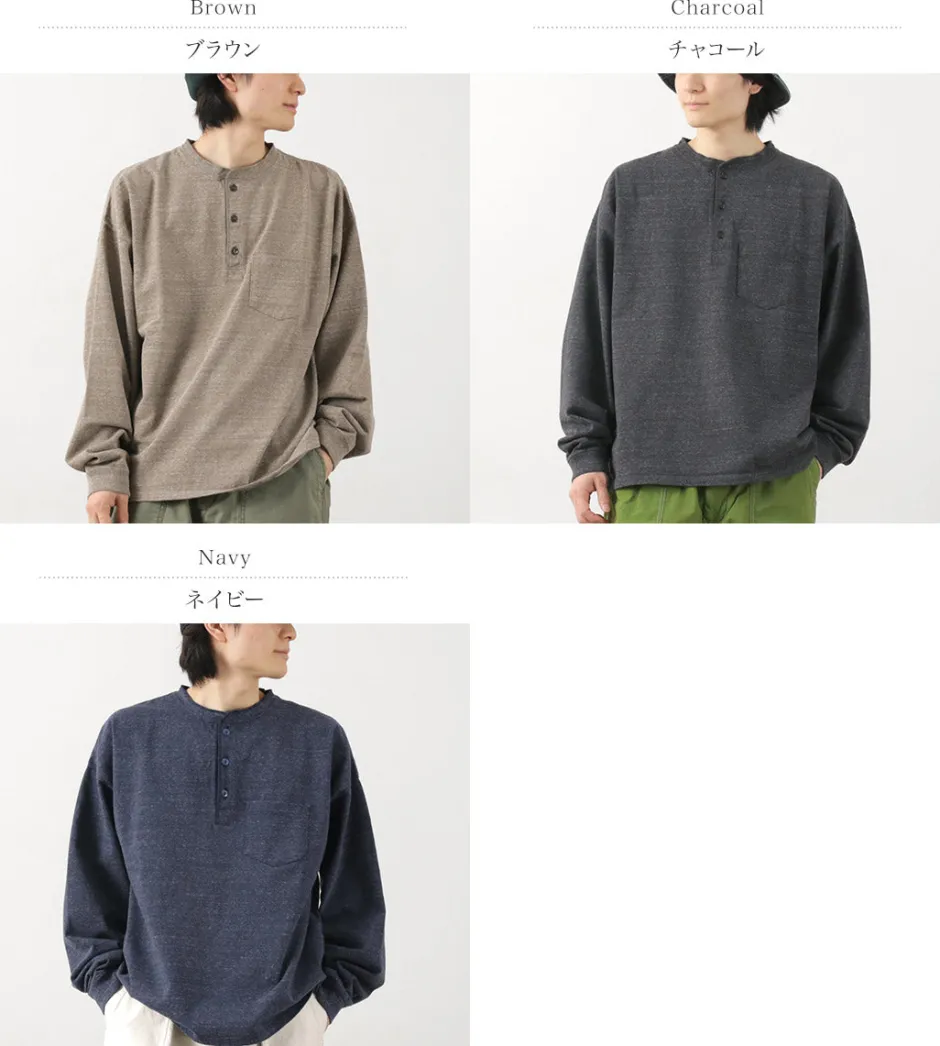 T-Shirts^REMI RELIEF / Melange Jersey Long Sleeve Henley Neck Pocket T-Shirt