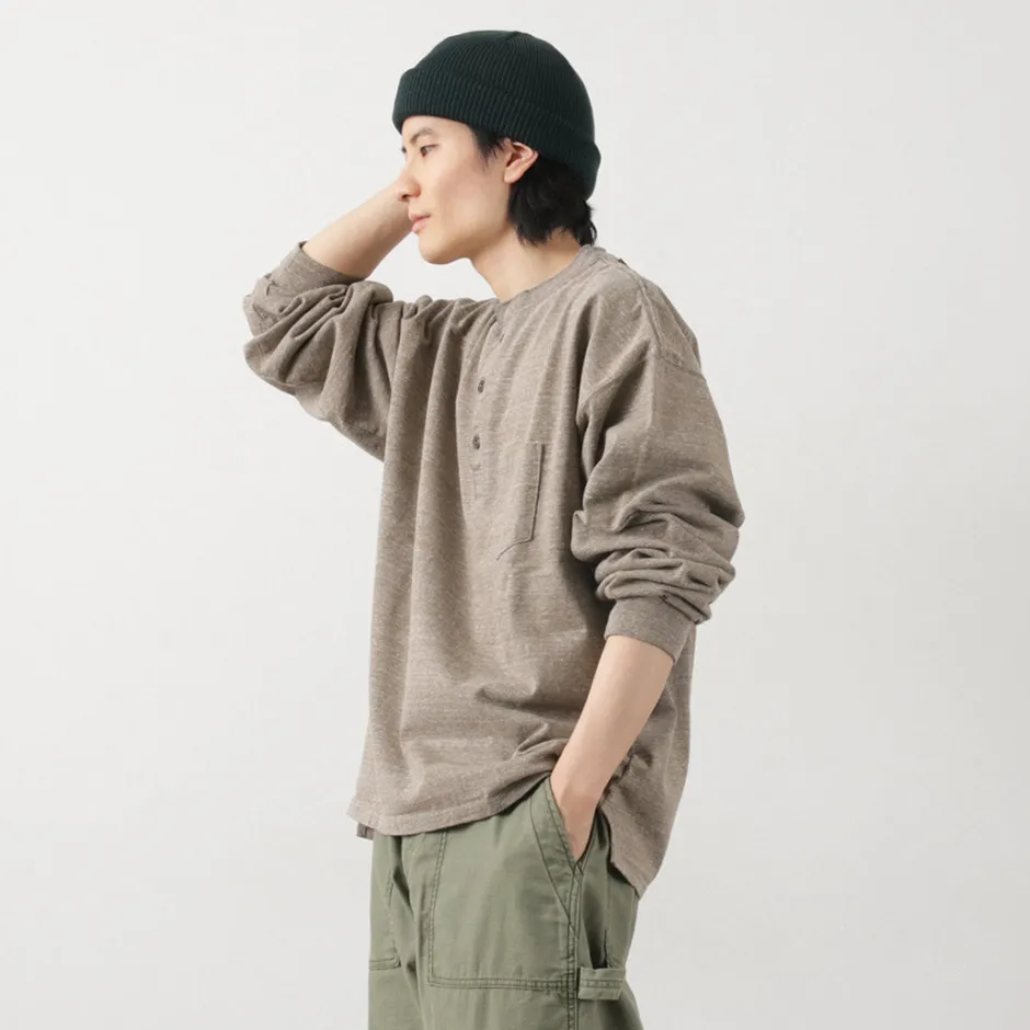 T-Shirts^REMI RELIEF / Melange Jersey Long Sleeve Henley Neck Pocket T-Shirt