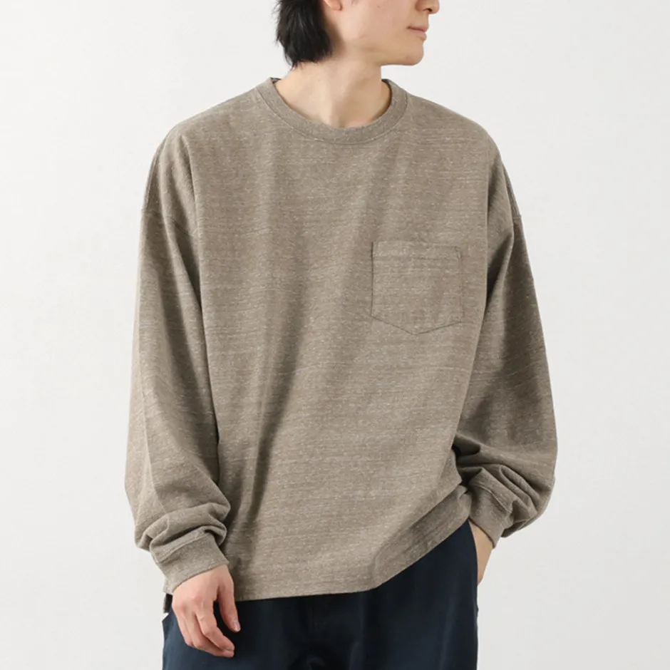 T-Shirts^REMI RELIEF / Melange jersey long sleeve pocket T-shirt